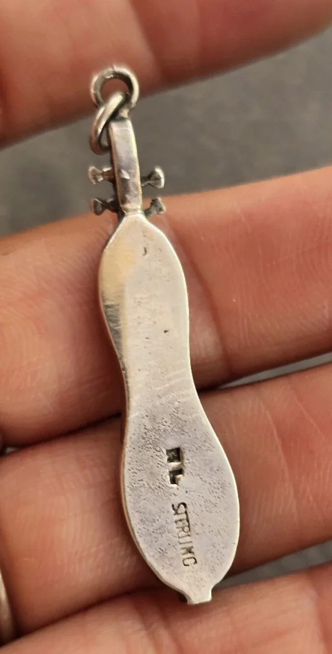 RARE special artisan solid 925 sterling silver Appalachian mountain dulcimer